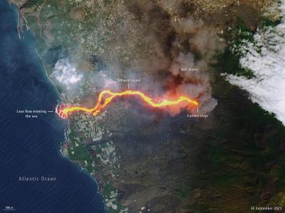 La palma lava flows into the sea esa23490653